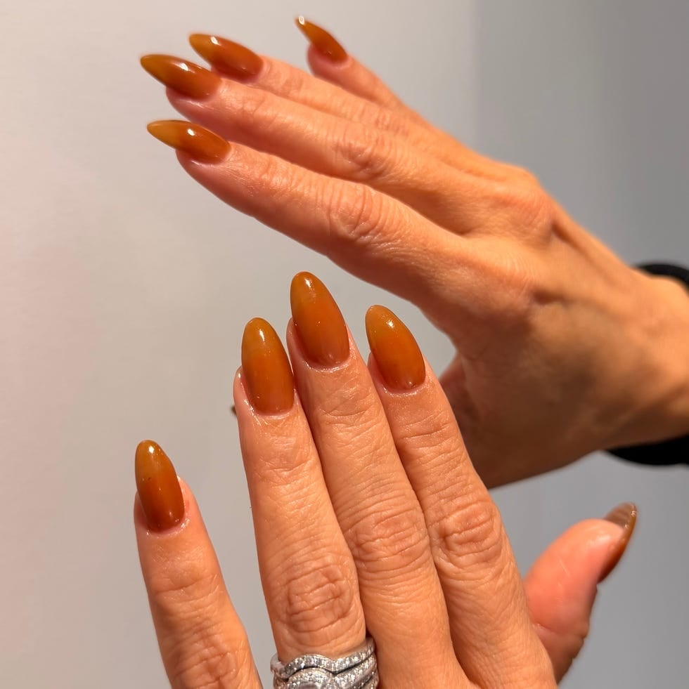 Translucent Amber Long Oval Jelly Nails Translucent Amber Long Oval Jelly Nails — One Color Nails