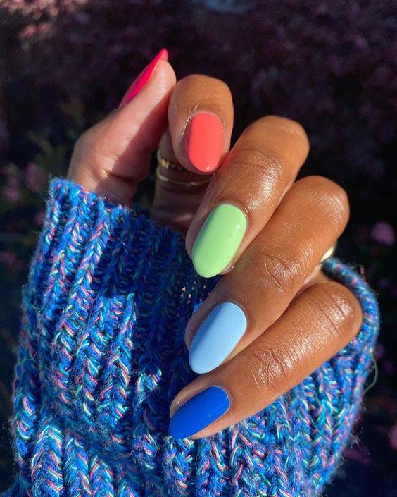 Vibrant Color Palette Short Square Nails Vibrant Color Palette Short Square Nails — One Color Nails