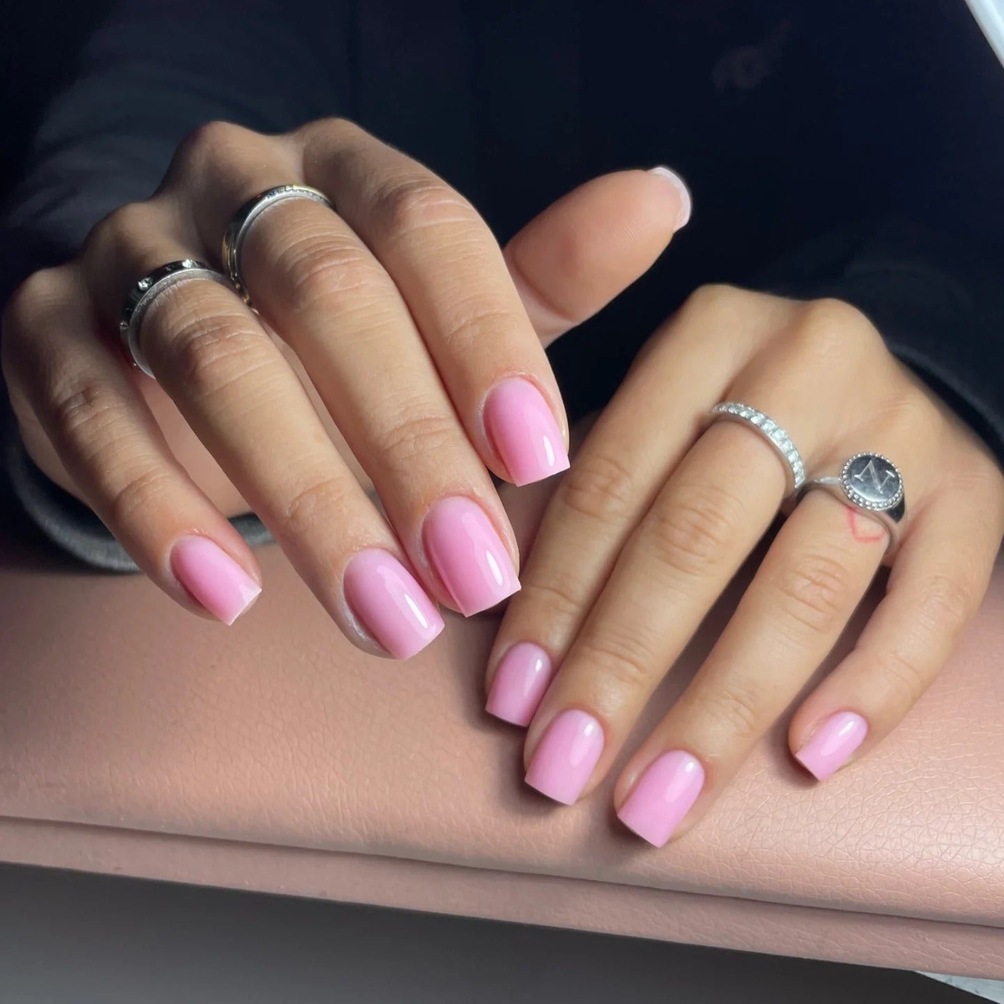 Sheer Nude Short Square Nails, Glossy Sheer Nude Short Square Nails, Glossy — One Color Nails