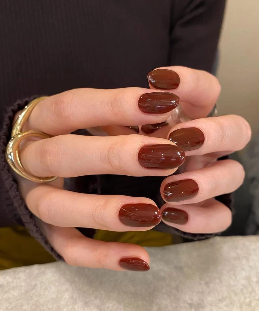 Rich Brown Short Square Nails Rich Brown Short Square Nails — One Color Nails