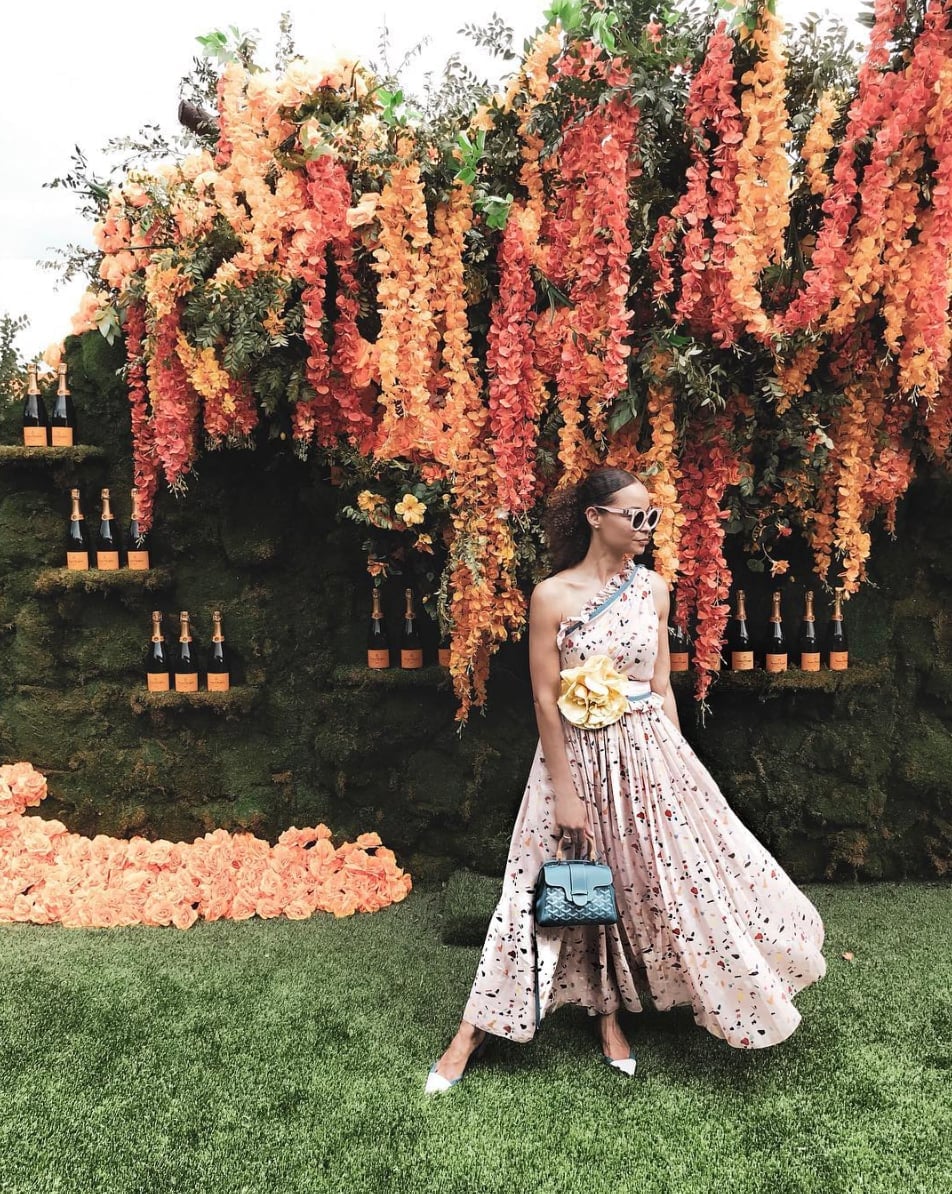 Pink floral print one shoulder maxi dress with shoulder applique Pink floral print one shoulder maxi dress with shoulder applique — One Shoulder Dresses