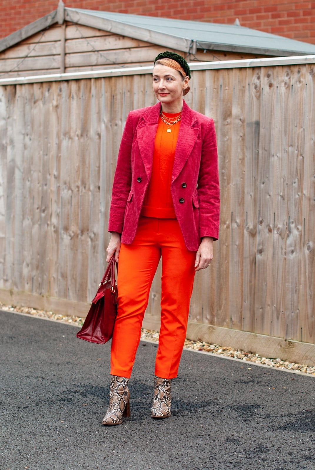 Orange Straight-Leg Trousers with Corduroy Blazer Orange Straight-Leg Trousers with Corduroy Blazer — Orange Outfits