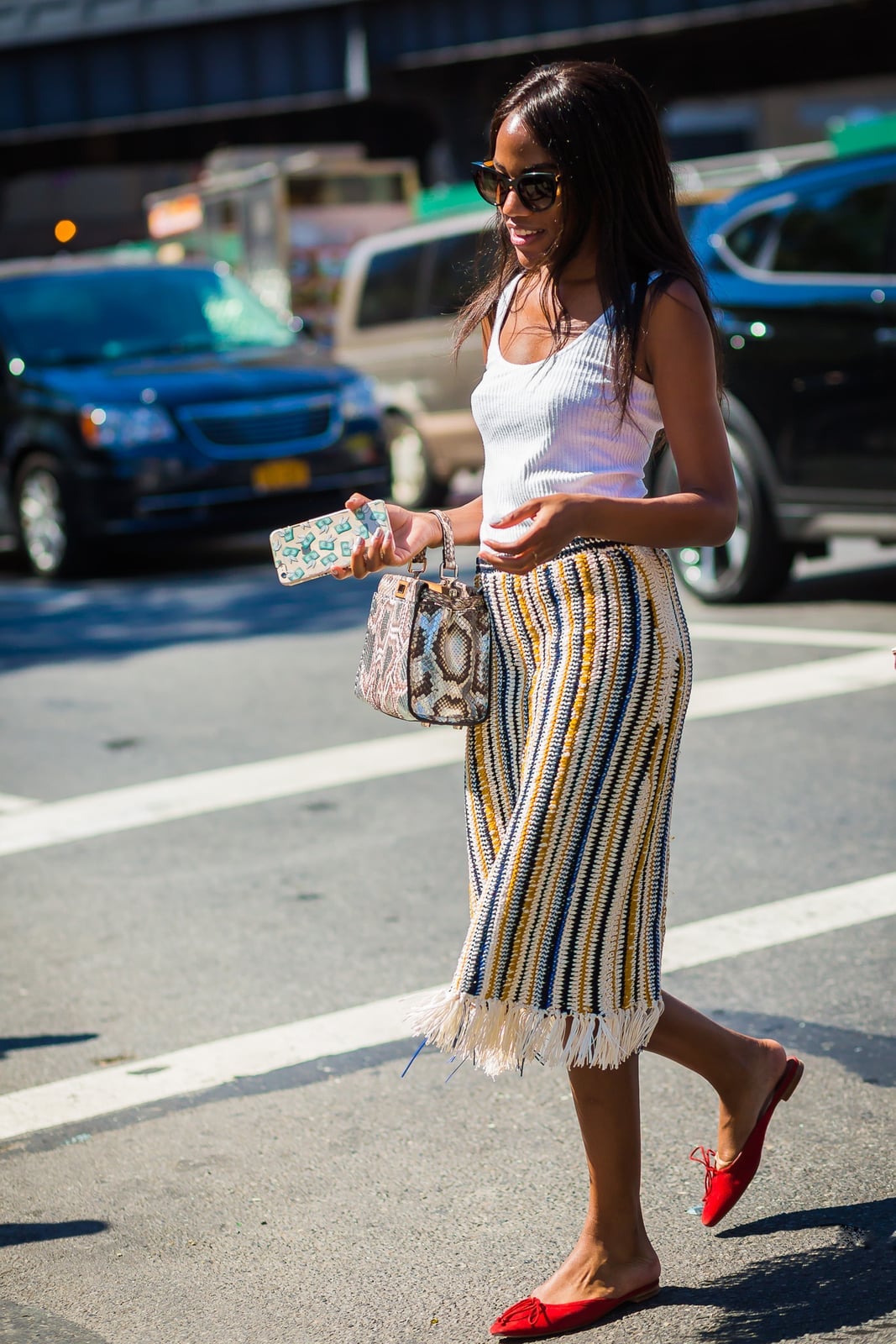 Striped Knit Midi Skirt With Tank Top Striped Knit Midi Skirt With Tank Top — Outfits for Teens