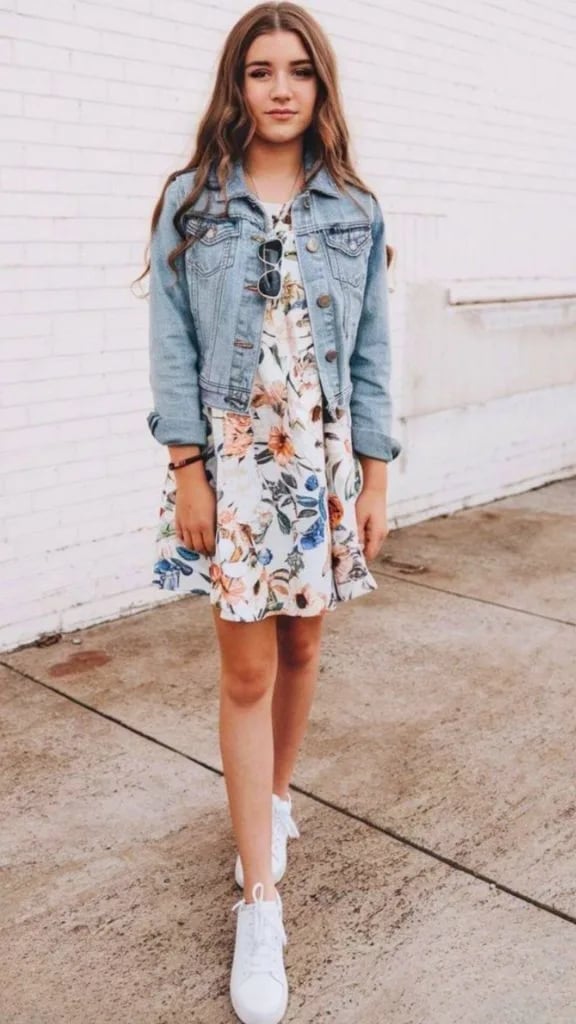 Denim Jacket Over Floral Dress Denim Jacket Over Floral Dress — Outfits for Teens