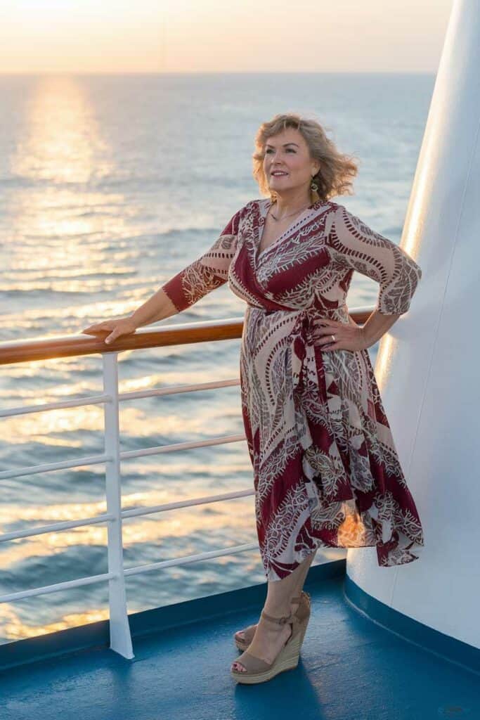 Paisley print wrap dress for cruise vacation Paisley print wrap dress for cruise vacation — Outfits for Women Over 50