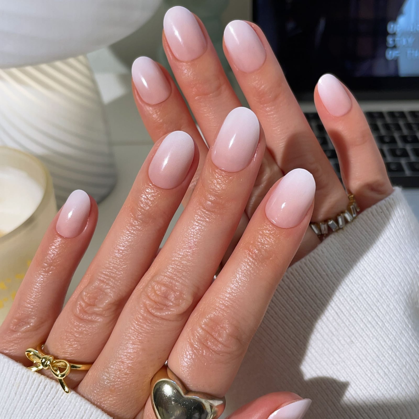 Milky Ombre Short Oval Nails Milky Ombre Short Oval Nails