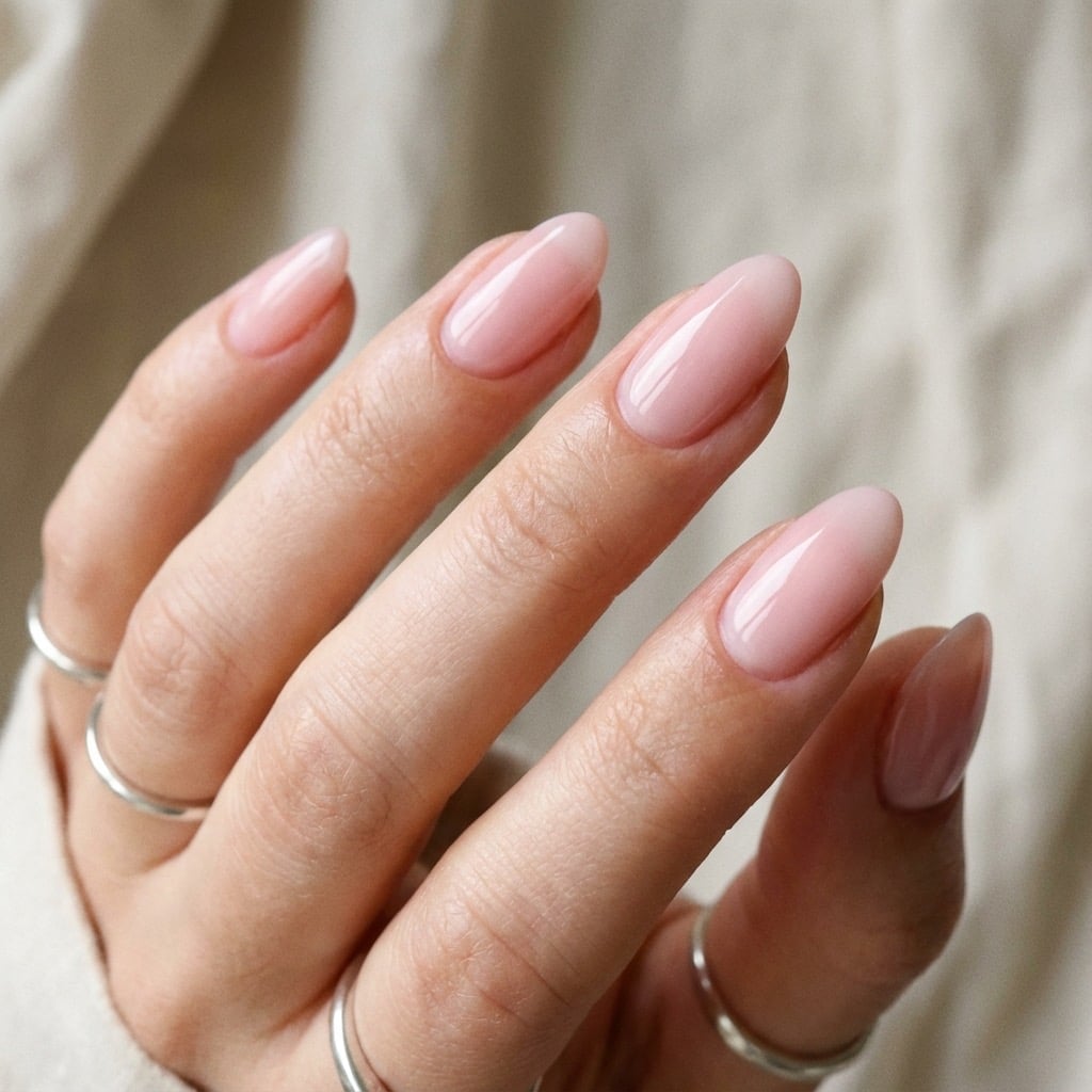 Sheer Pale Pink Medium Oval Nails Sheer Pale Pink Medium Oval Nails