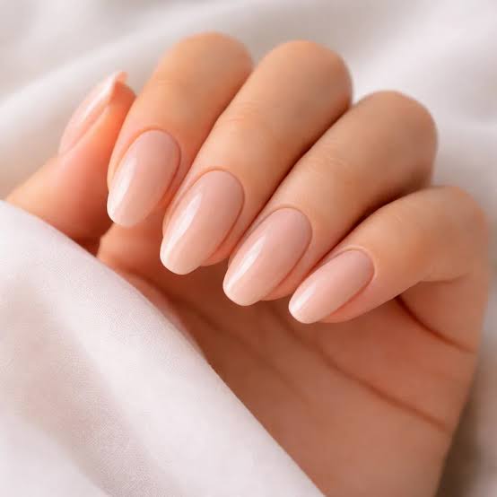 Pale Pink Nude Medium Oval Nails, White Pale Pink Nude Medium Oval Nails, White
