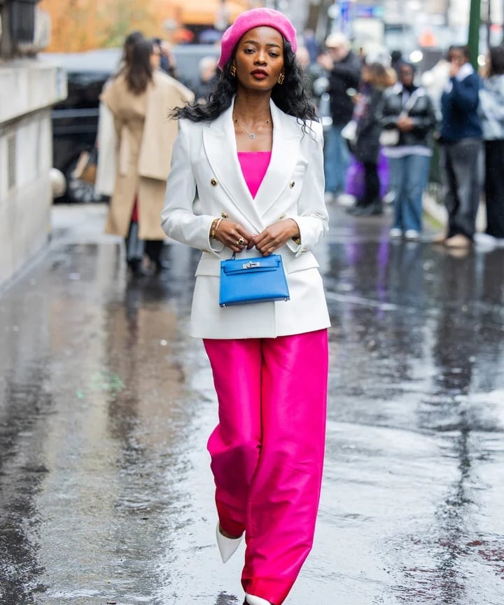 Bold Pink Trousers and White Blazer Power Look Bold Pink Trousers and White Blazer Power Look — Paris Outfits