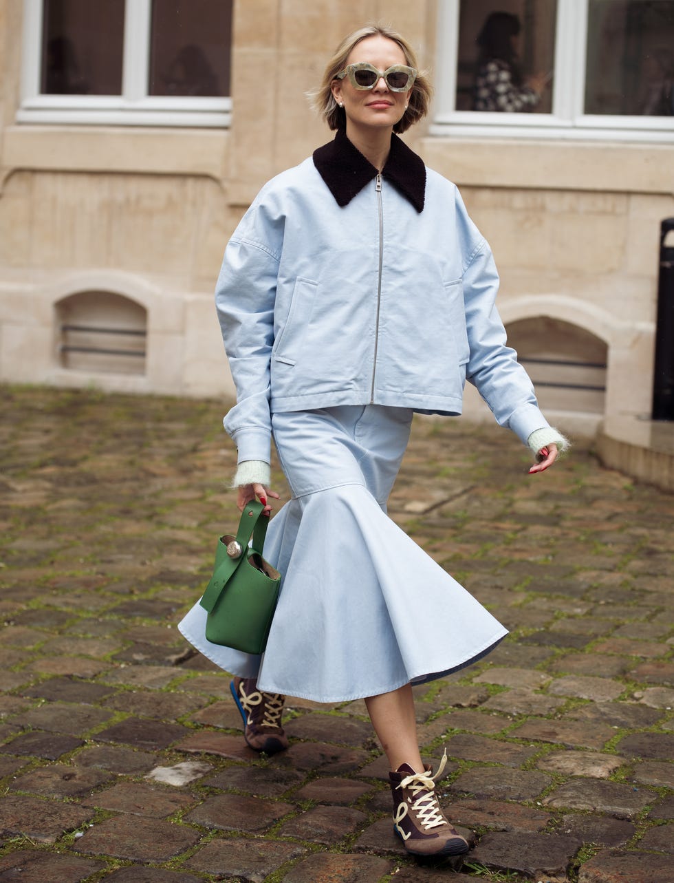 Light Blue Cropped Jacket and Fishtail Skirt Light Blue Cropped Jacket and Fishtail Skirt — Paris Outfits