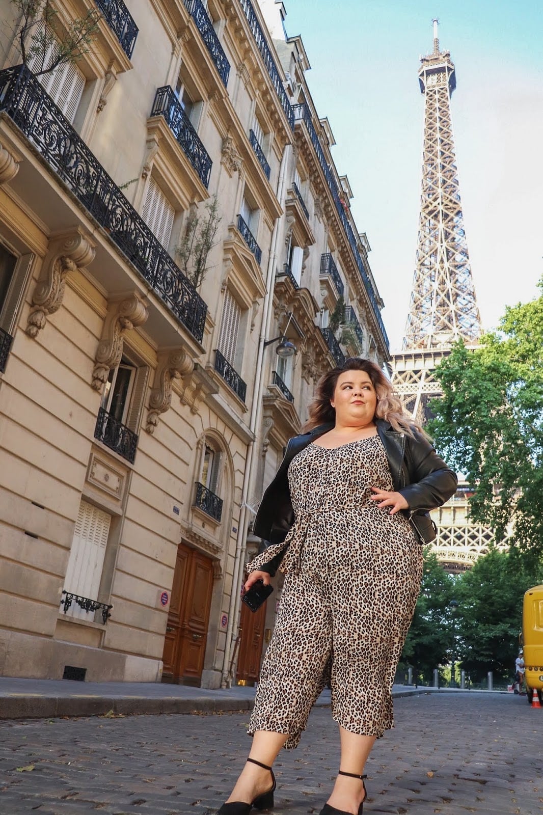 Leopard Print Jumpsuit with Leather Jacket Leopard Print Jumpsuit with Leather Jacket — Paris Outfits