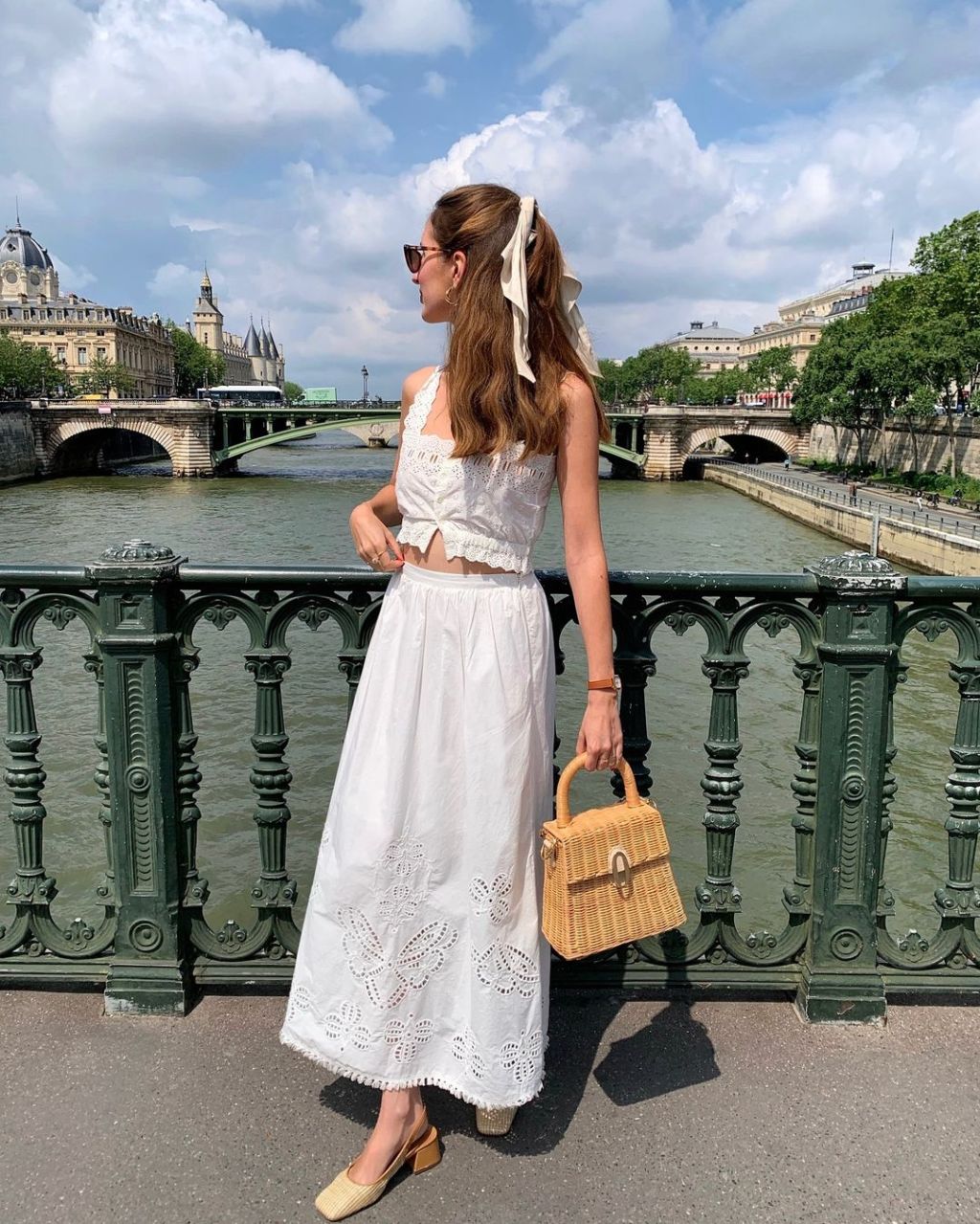 White eyelet crop top and full skirt set White eyelet crop top and full skirt set — Parisian Style