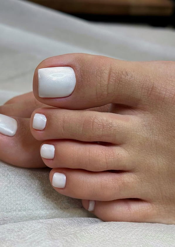 Pale Pink Pearl Shimmer French Tip Pedicure Pale Pink Pearl Shimmer French Tip Pedicure — Pedicure Nails