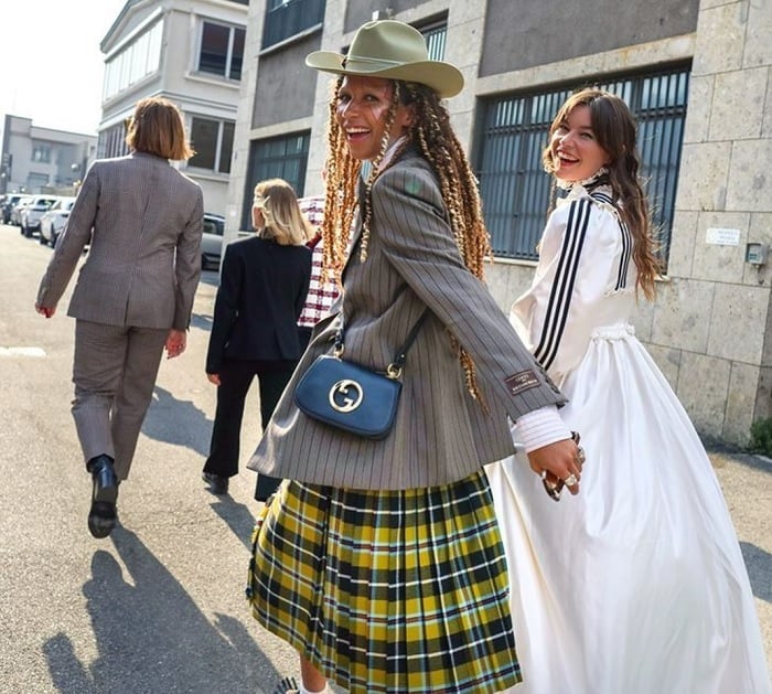 Pinstripe Blazer with Plaid Pleated Skirt Pinstripe Blazer with Plaid Pleated Skirt — Photoshoot Outfits