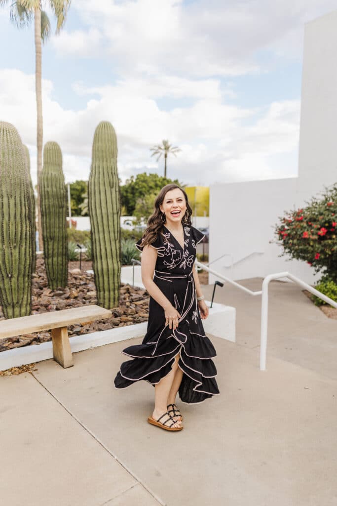Black Wrap Dress with Ruffled Hem Black Wrap Dress with Ruffled Hem — Photoshoot Outfits