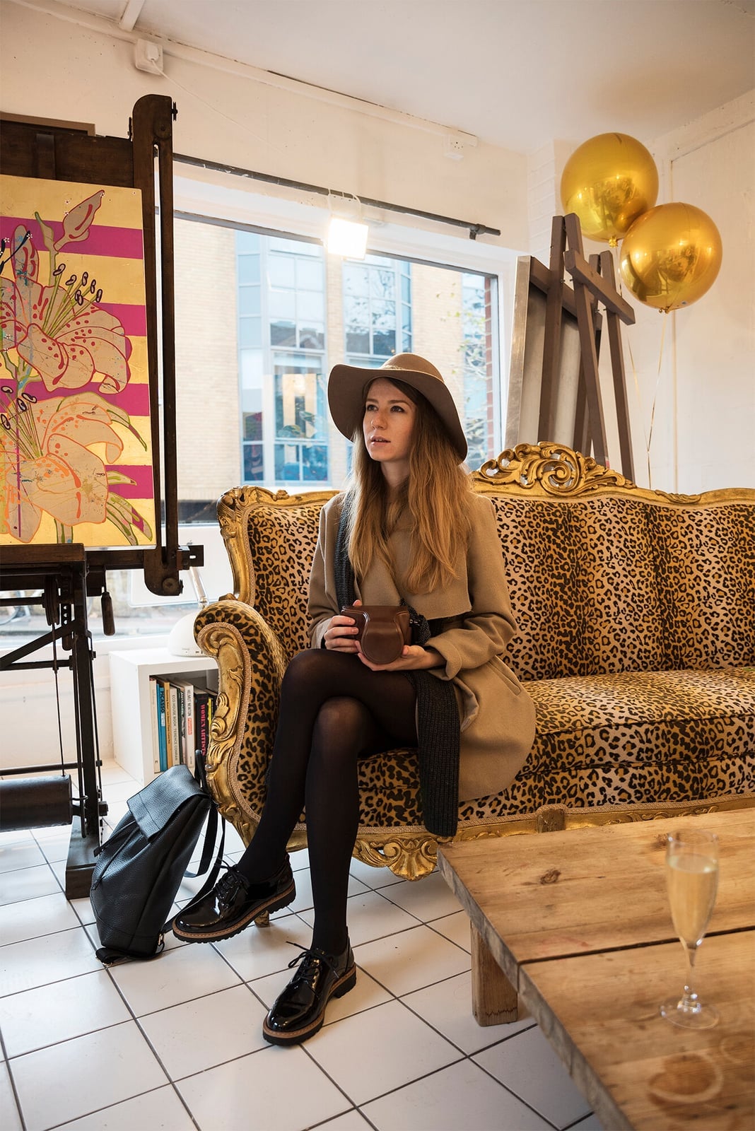 Camel Coat with Patent Leather Shoes Camel Coat with Patent Leather Shoes — Photoshoot Outfits
