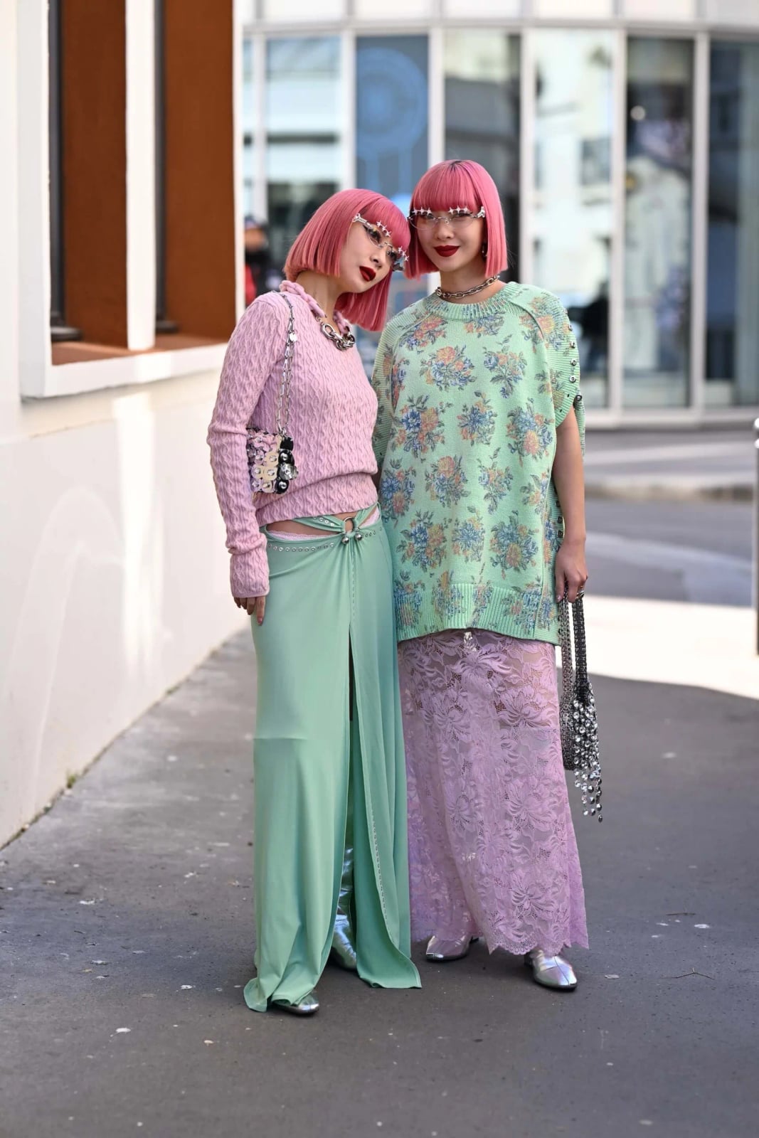Pastel Knit Sweater and Floral Lace Skirt Pastel Knit Sweater and Floral Lace Skirt — Photoshoot Outfits