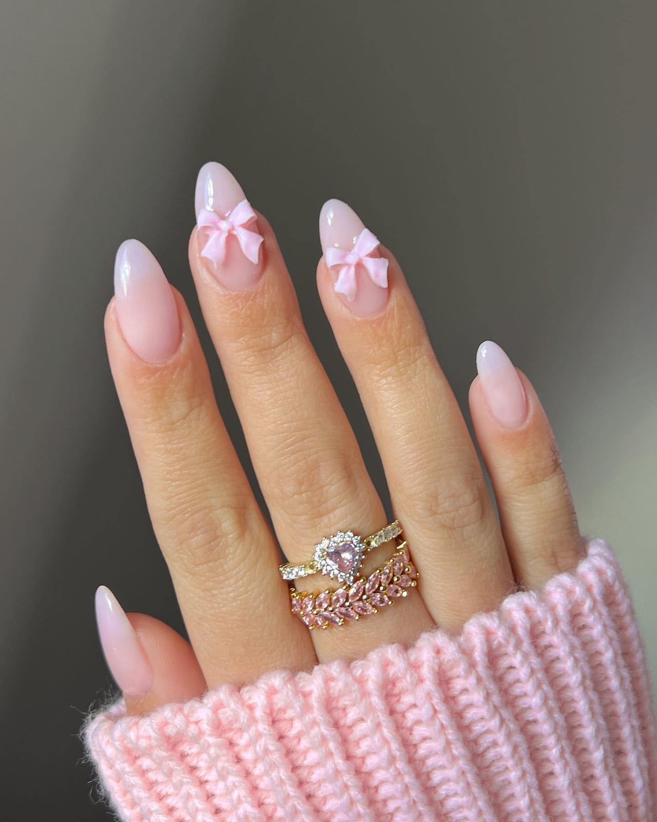 Soft Pink With Bright Pink French Medium Almond Soft Pink With Bright Pink French Medium Almond — Pink Almond Nails
