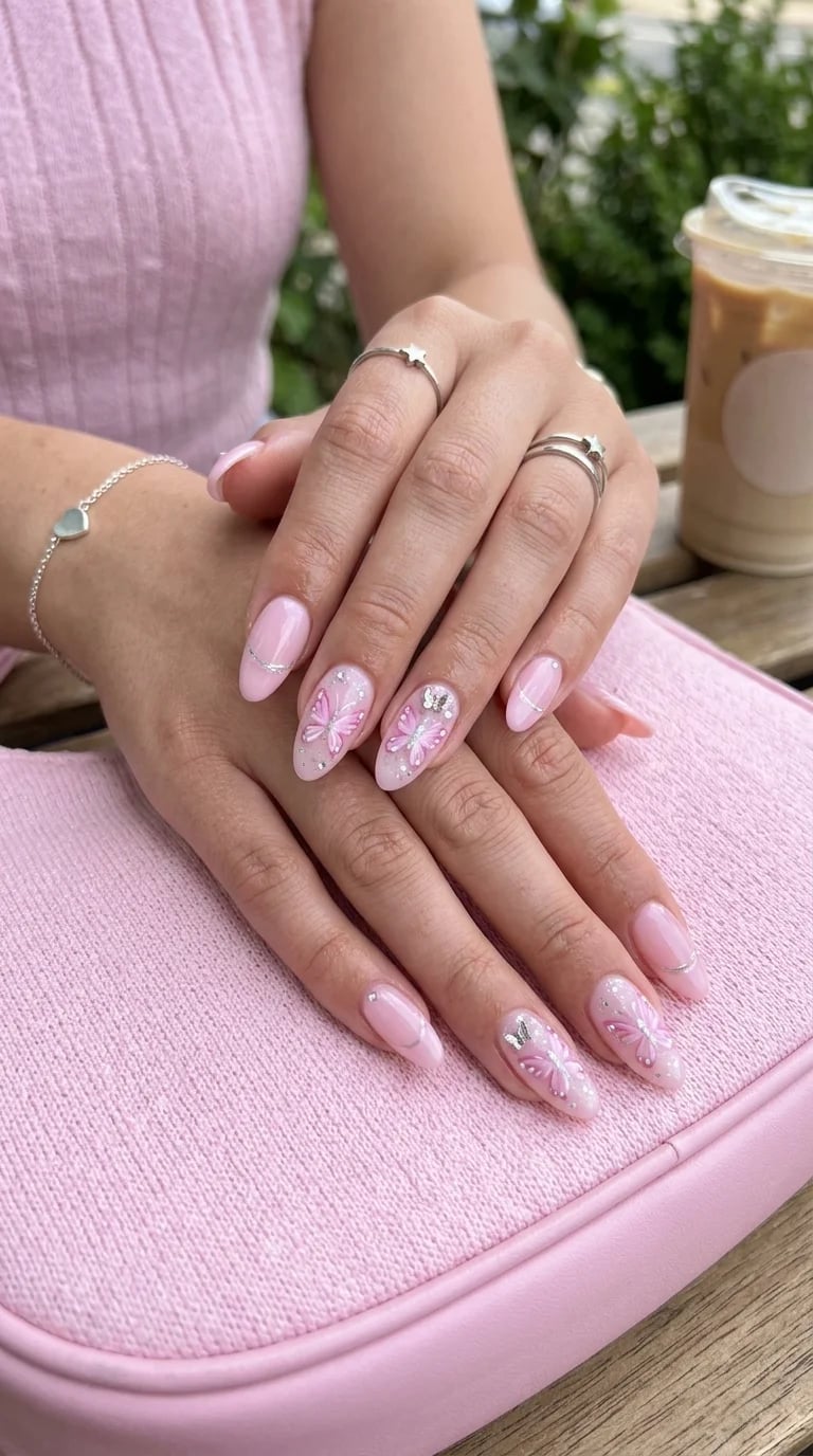 Glossy Pink French Tip Short Almond Nails Glossy Pink French Tip Short Almond Nails — Pink Almond Nails