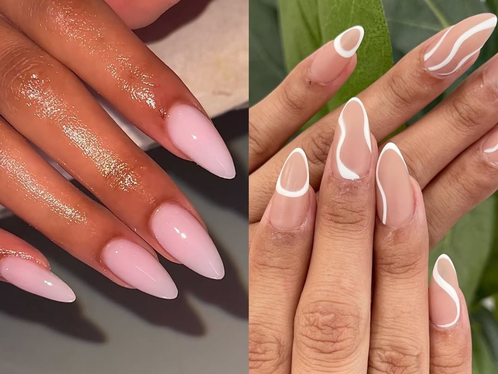 Sheer Milky Light Pink Short Almond Nails, Glossy Sheer Milky Light Pink Short Almond Nails, Glossy — Pink Almond Nails