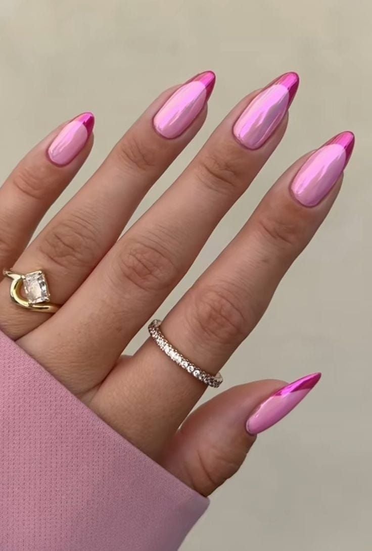 Classic French Pink Medium Almond Nails Classic French Pink Medium Almond Nails — Pink Almond Nails