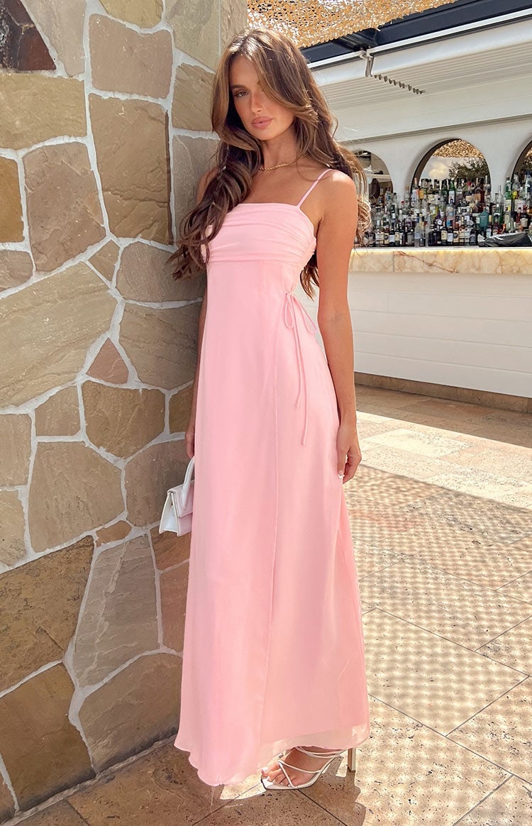 Soft pink lightweight maxi dress with tie waist Soft pink lightweight maxi dress with tie waist — Pink Dress