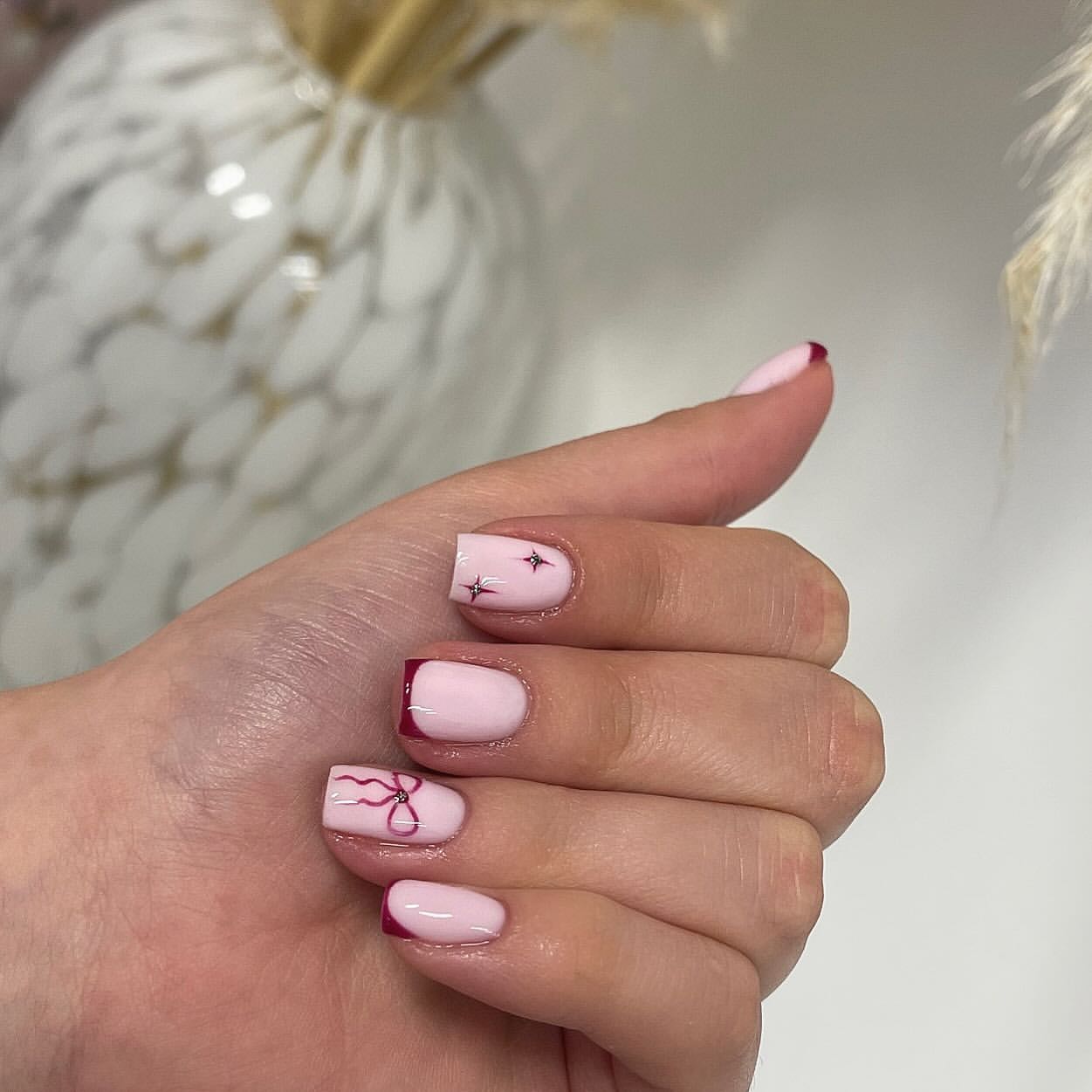 Pink French Bows With Star Accents