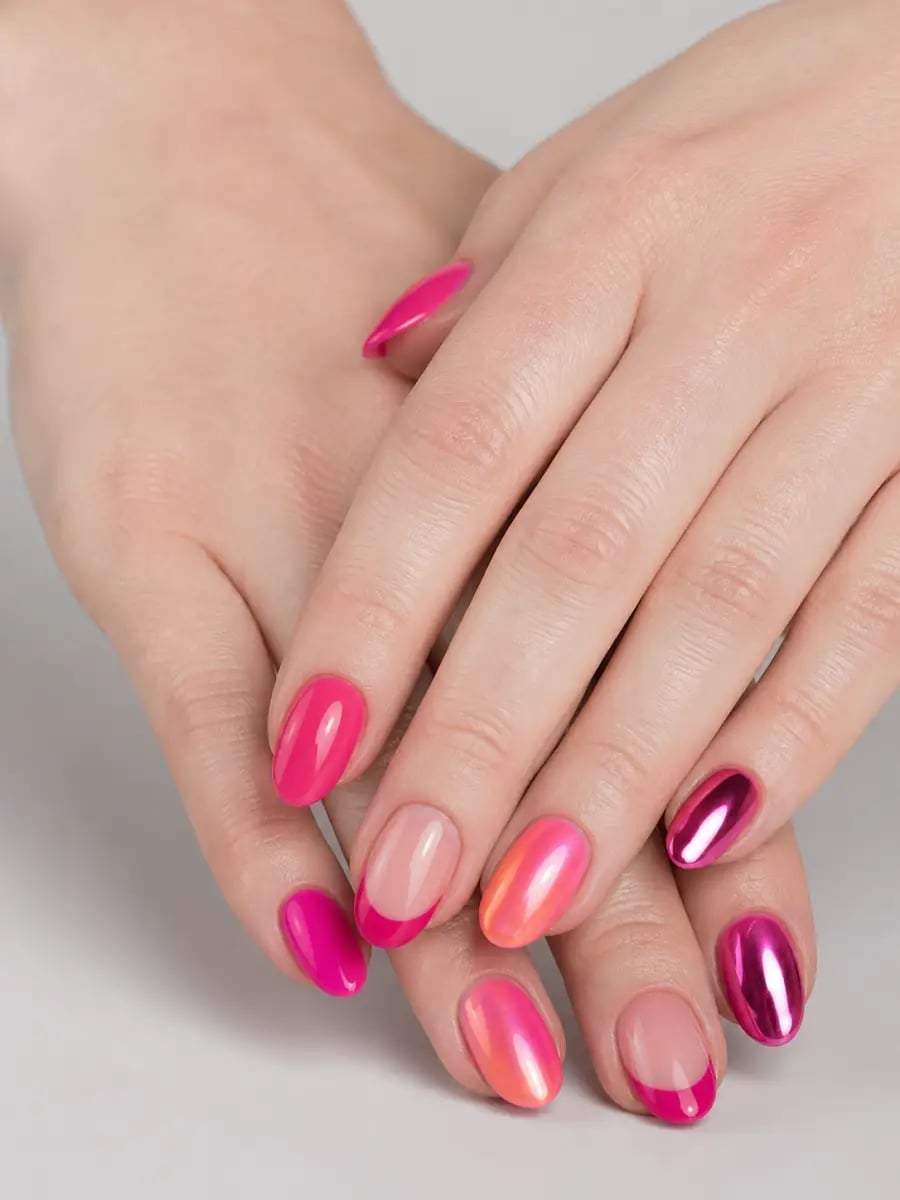 Sheer Nude Pink French Chrome Accent Nails Sheer Nude Pink French Chrome Accent Nails — Pink Nails