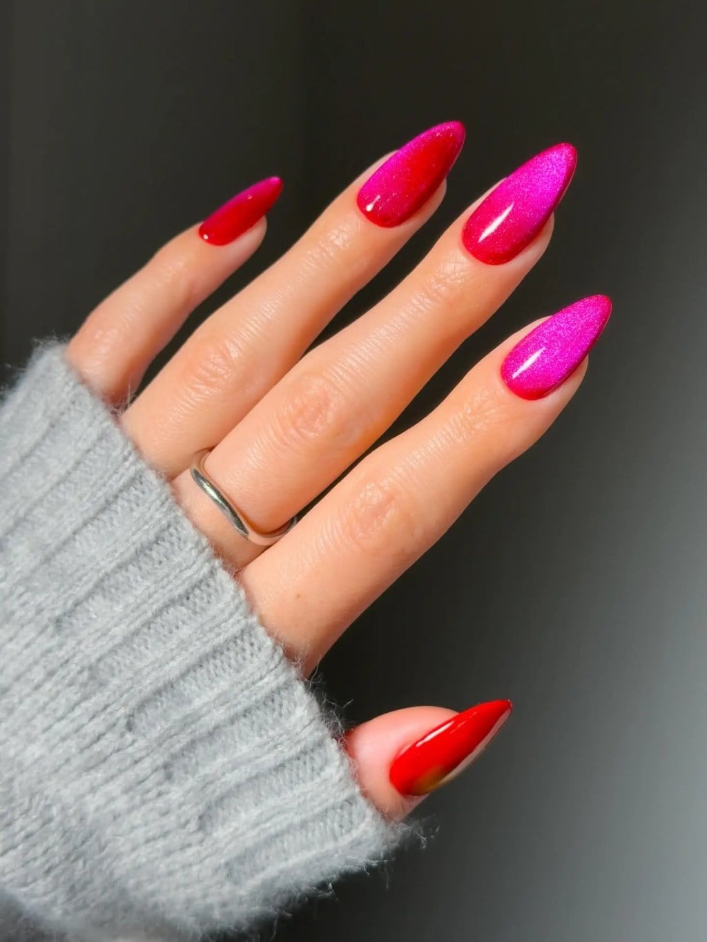 Hot Pink Cat-Eye Long Stiletto Nails Hot Pink Cat-Eye Long Stiletto Nails — Pink Nails