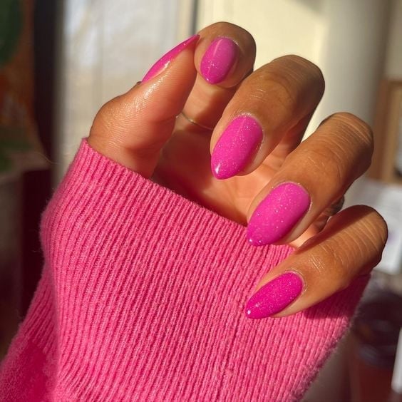 Vibrant Bright Pink Medium Square Nails Vibrant Bright Pink Medium Square Nails — Pink Nails