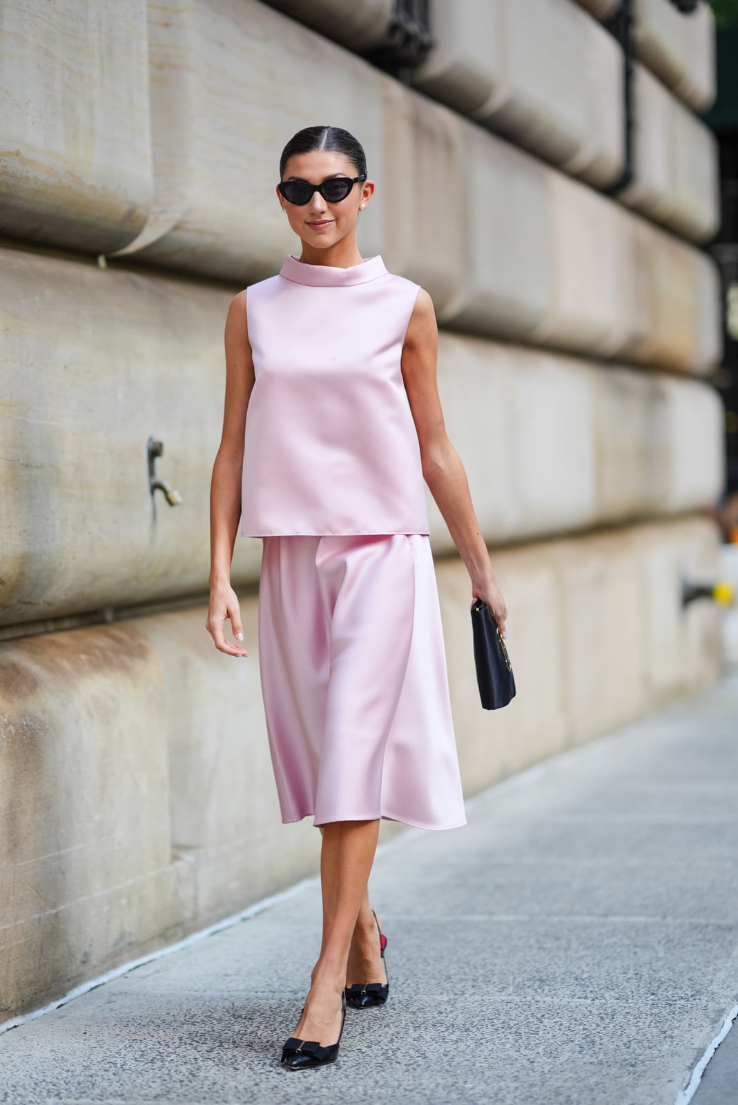 Pale pink satin top and straight skirt set Pale pink satin top and straight skirt set — Pink Outfits