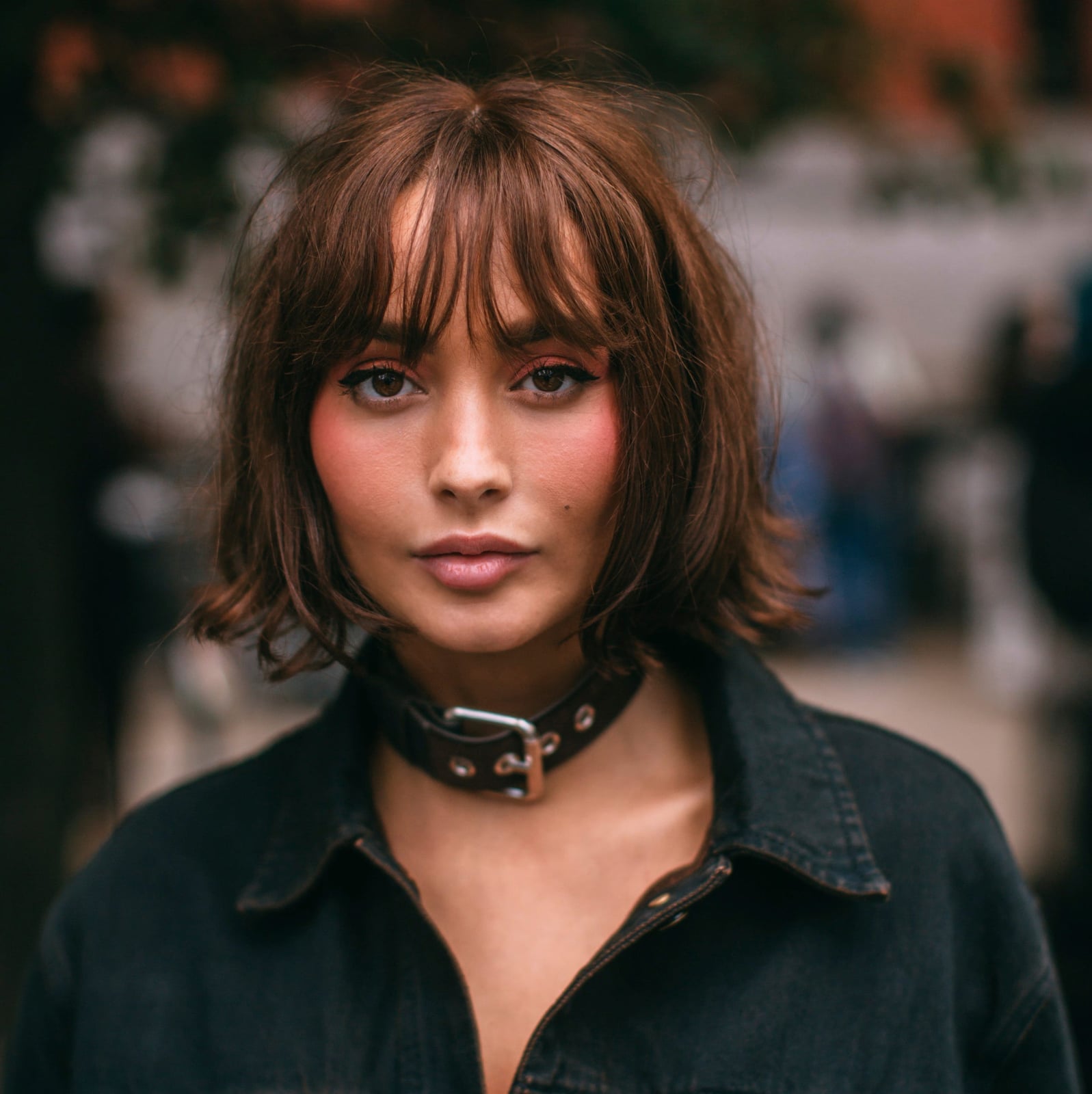 Dark Brown Pixie Bob With Blunt Bangs Dark Brown Pixie Bob With Blunt Bangs