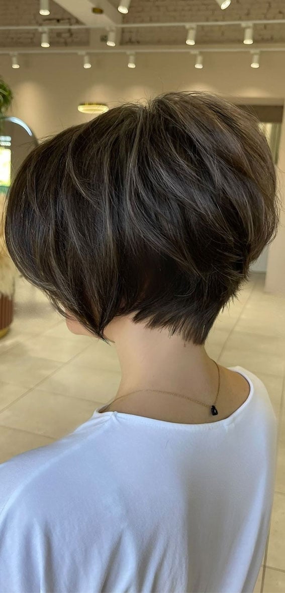 Chocolate Brown Pixie Bob With Textured Bangs Chocolate Brown Pixie Bob With Textured Bangs
