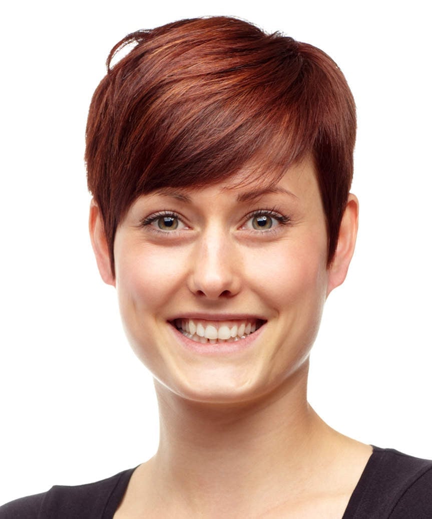 Textured Red Pixie With Messy Finish Textured Red Pixie With Messy Finish — Pixie Cut