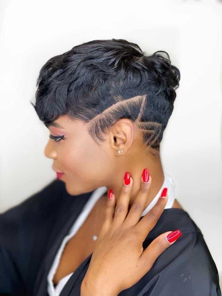 Black Pixie With Geometric Undercut Black Pixie With Geometric Undercut — Pixie Cut