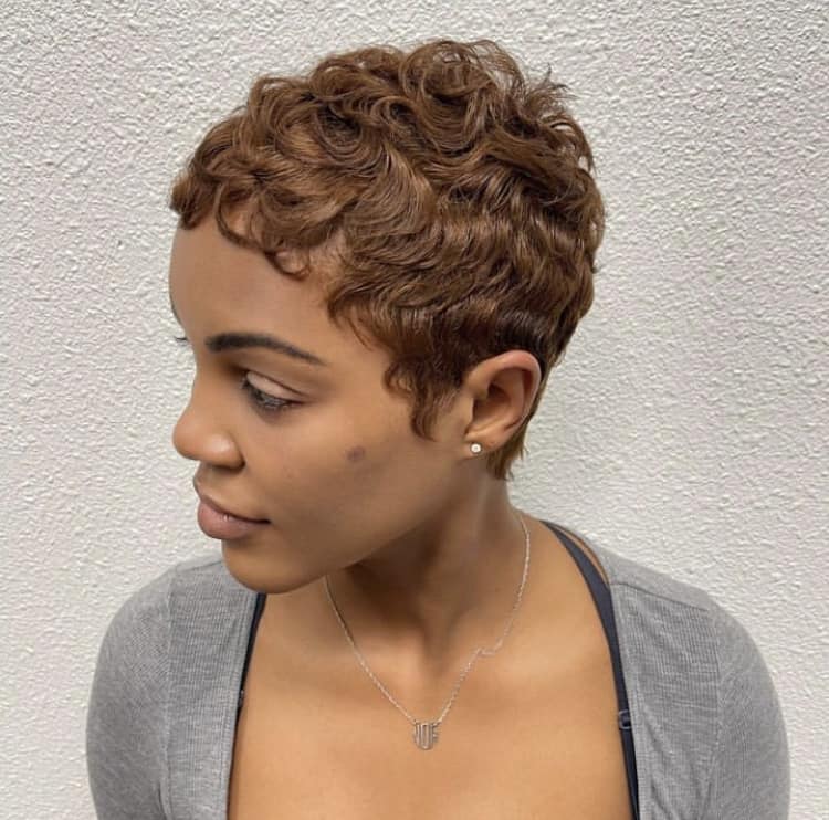 Warm Brown Curly Pixie Warm Brown Curly Pixie — Pixie Hair