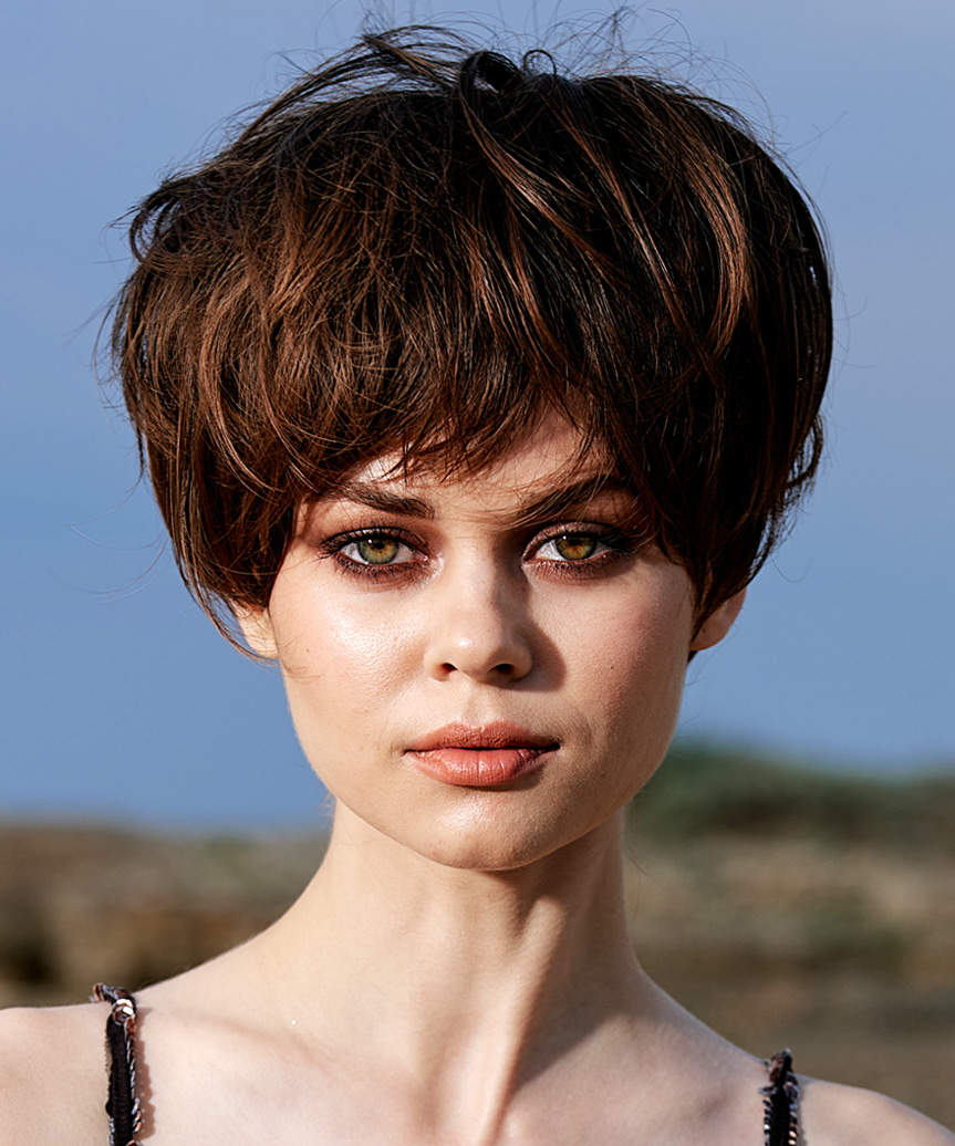 Voluminous Dark Brown Pixie Voluminous Dark Brown Pixie — Pixie Hair