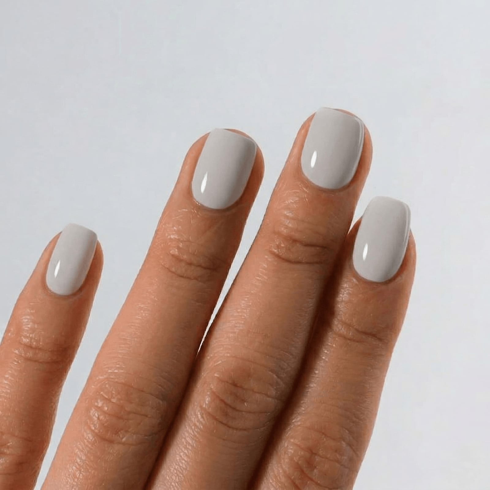 Pale Gray Opaque Short Oval Nails Pale Gray Opaque Short Oval Nails — Plain Nails