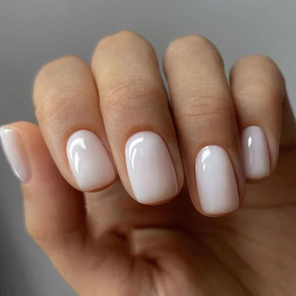 Opaque Milky White Short Square Nails Opaque Milky White Short Square Nails — Plain Nails