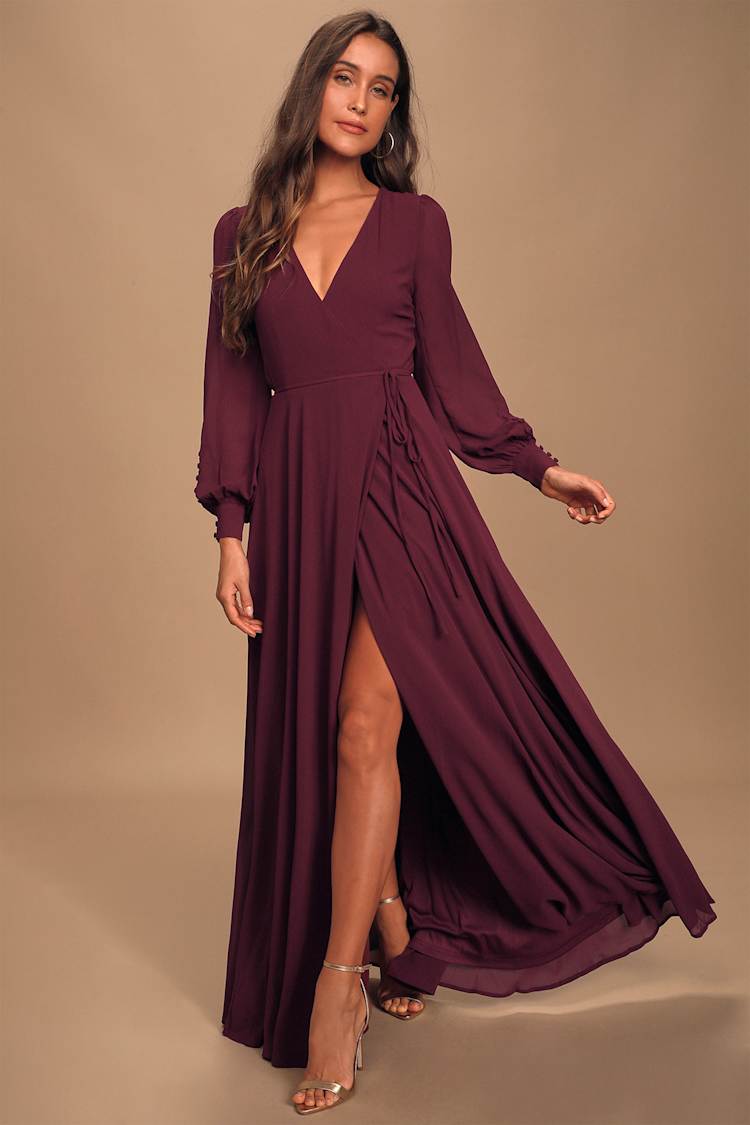 Plum wrap maxi dress with high slit Plum wrap maxi dress with high slit — Plum Dress