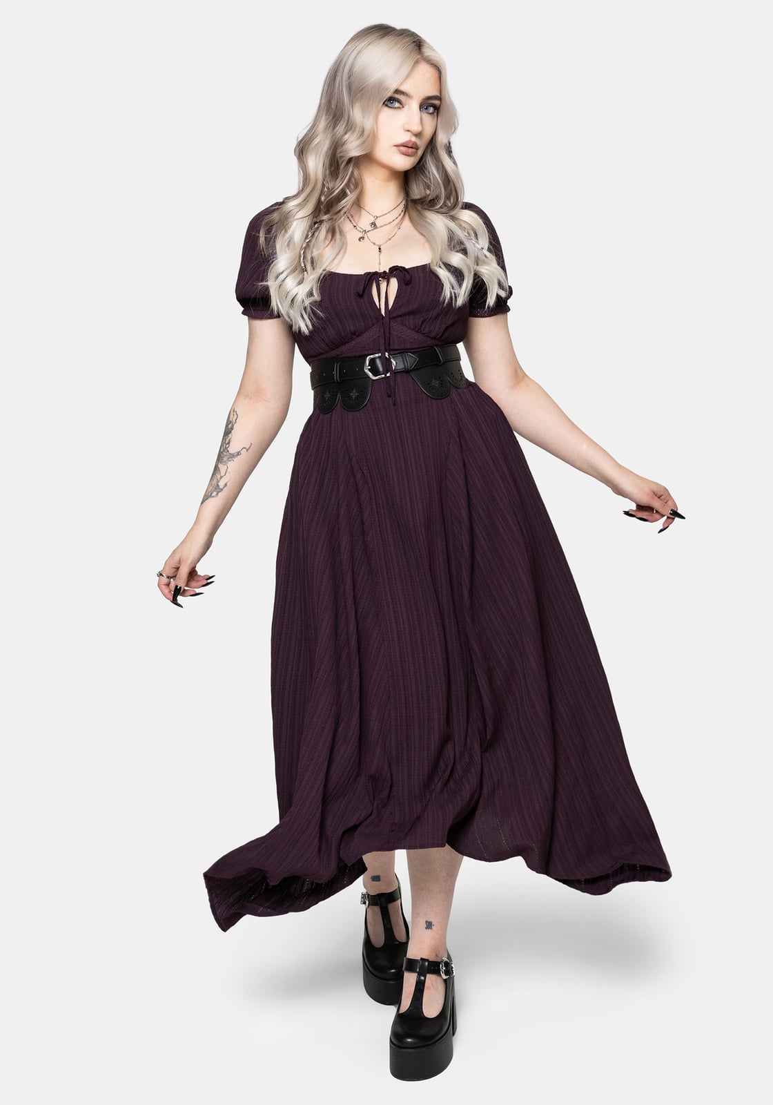 Plum textured midi dress with tie front Plum textured midi dress with tie front — Plum Dress