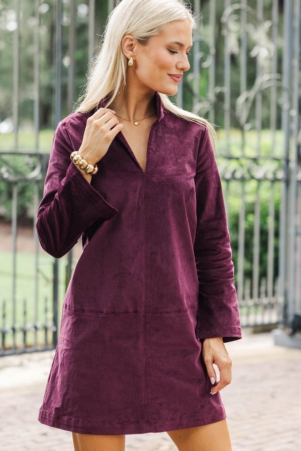 Plum corduroy long sleeve short dress Plum corduroy long sleeve short dress — Plum Dress