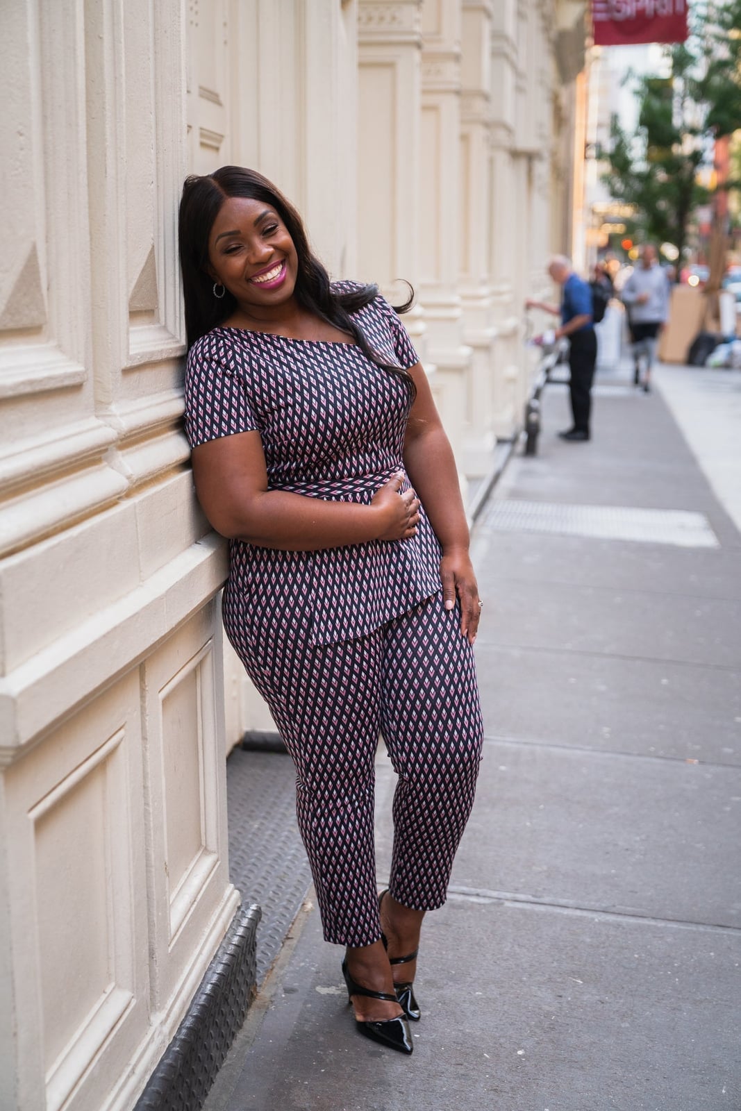 Geometric print matching set for smart casual Geometric print matching set for smart casual — Plus Size Outfits
