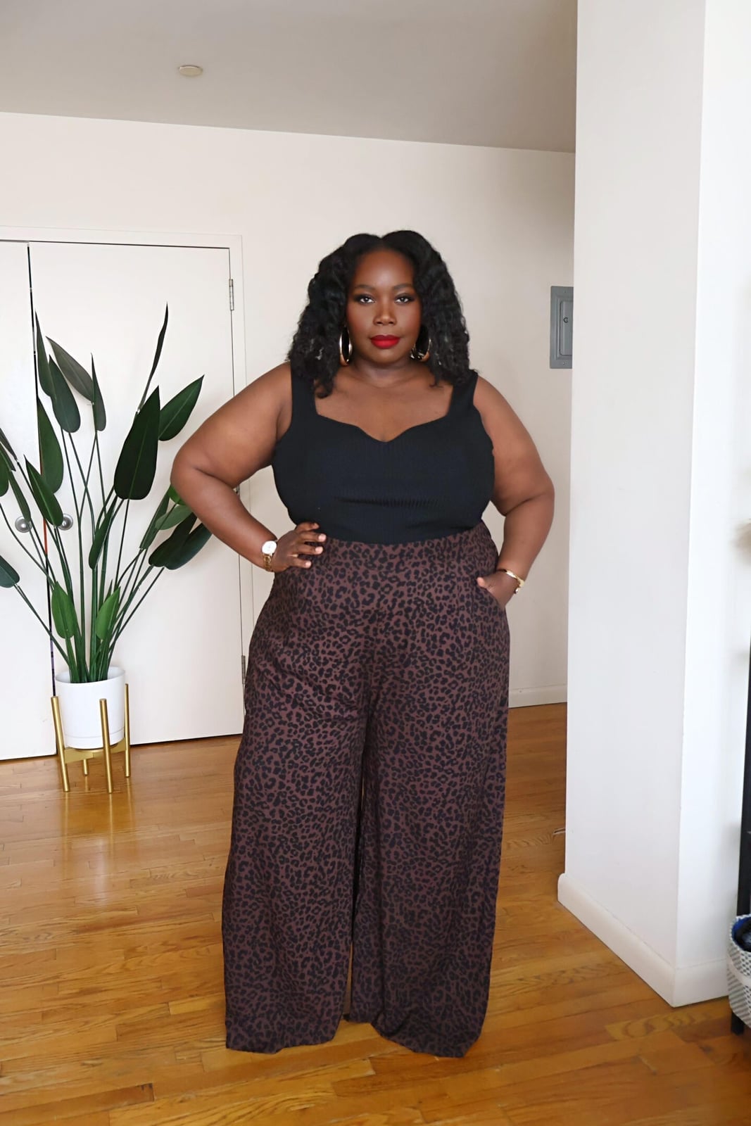 Leopard print pants with sleeveless top Leopard print pants with sleeveless top — Plus Size Outfits