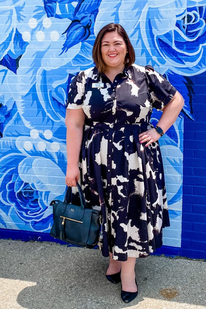 Abstract print midi shirt dress for daytime events Abstract print midi shirt dress for daytime events — Plus Size Outfits