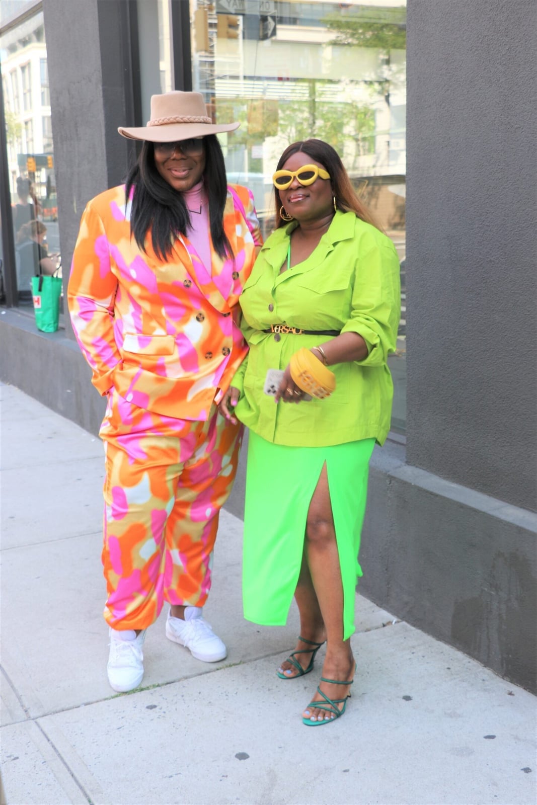 Abstract print suit with pink turtleneck and sneakers Abstract print suit with pink turtleneck and sneakers — Plus Size Outfits