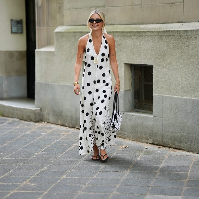 White halterneck maxi dress with oversized polka dots White halterneck maxi dress with oversized polka dots — Polka Dot Dresses