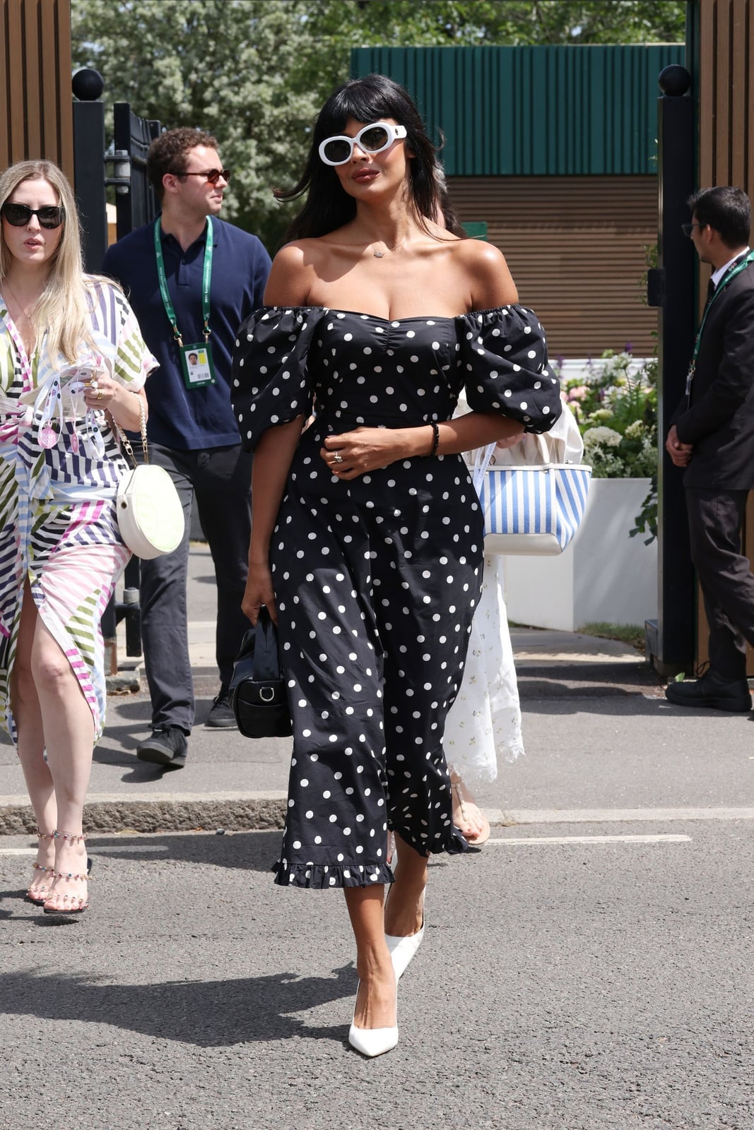 A Black Polka Dot Jumpsuit Elevates Daywear A Black Polka Dot Jumpsuit Elevates Daywear — Polka Dot Outfits