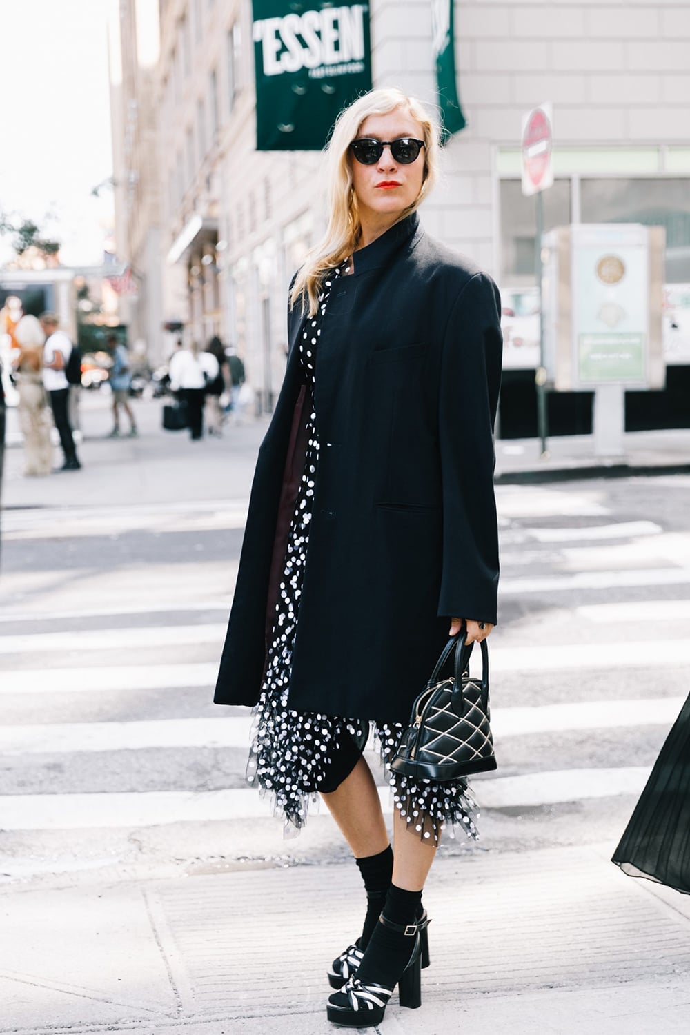 Polka Dot Dress Under an Oversized Blazer Polka Dot Dress Under an Oversized Blazer — Polka Dot Outfits