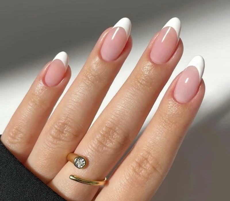 Sheer Pink Classic French Almond Nails Sheer Pink Classic French Almond Nails — Preppy Nails